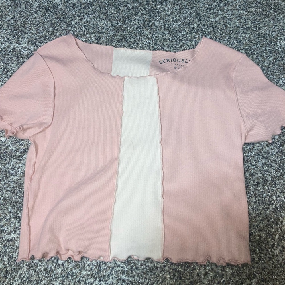 Aeropostale Pink and White Inside Out Tee